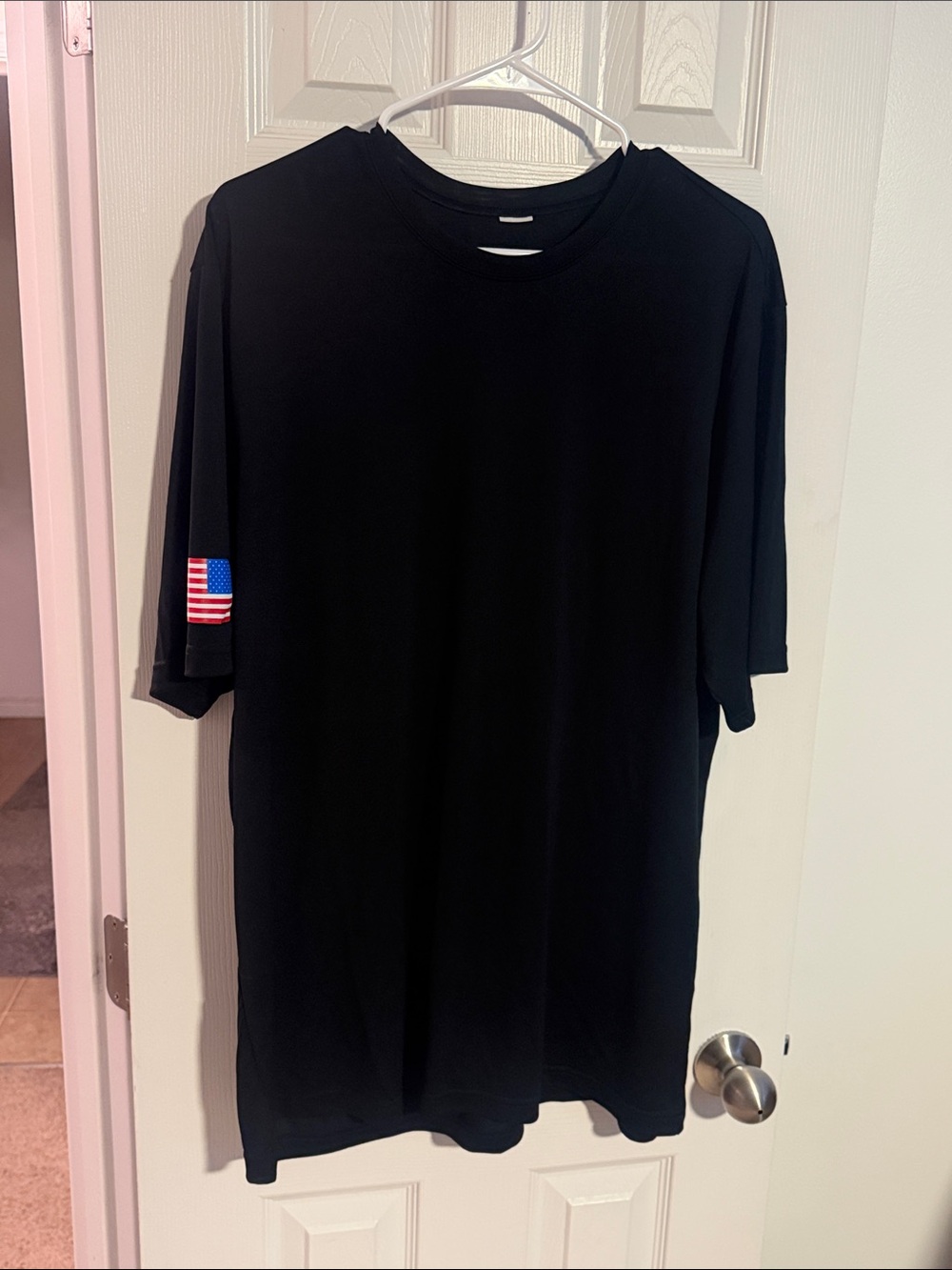Grunt Style Black Short-Sleeve Crewneck Shirt with Flag Patch Athletic Dri Fit